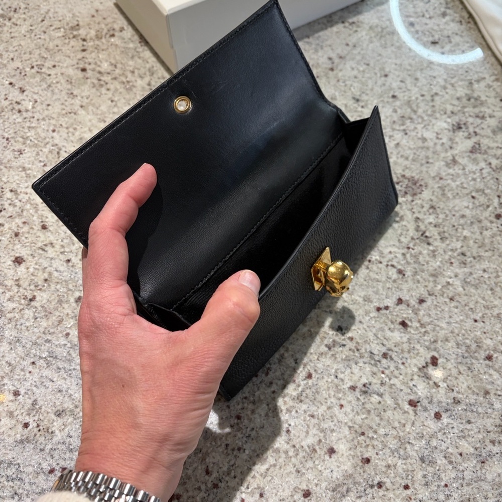 Alexander McQueen Black Wallet with Gold Skull Accent - Picture 5 of 8